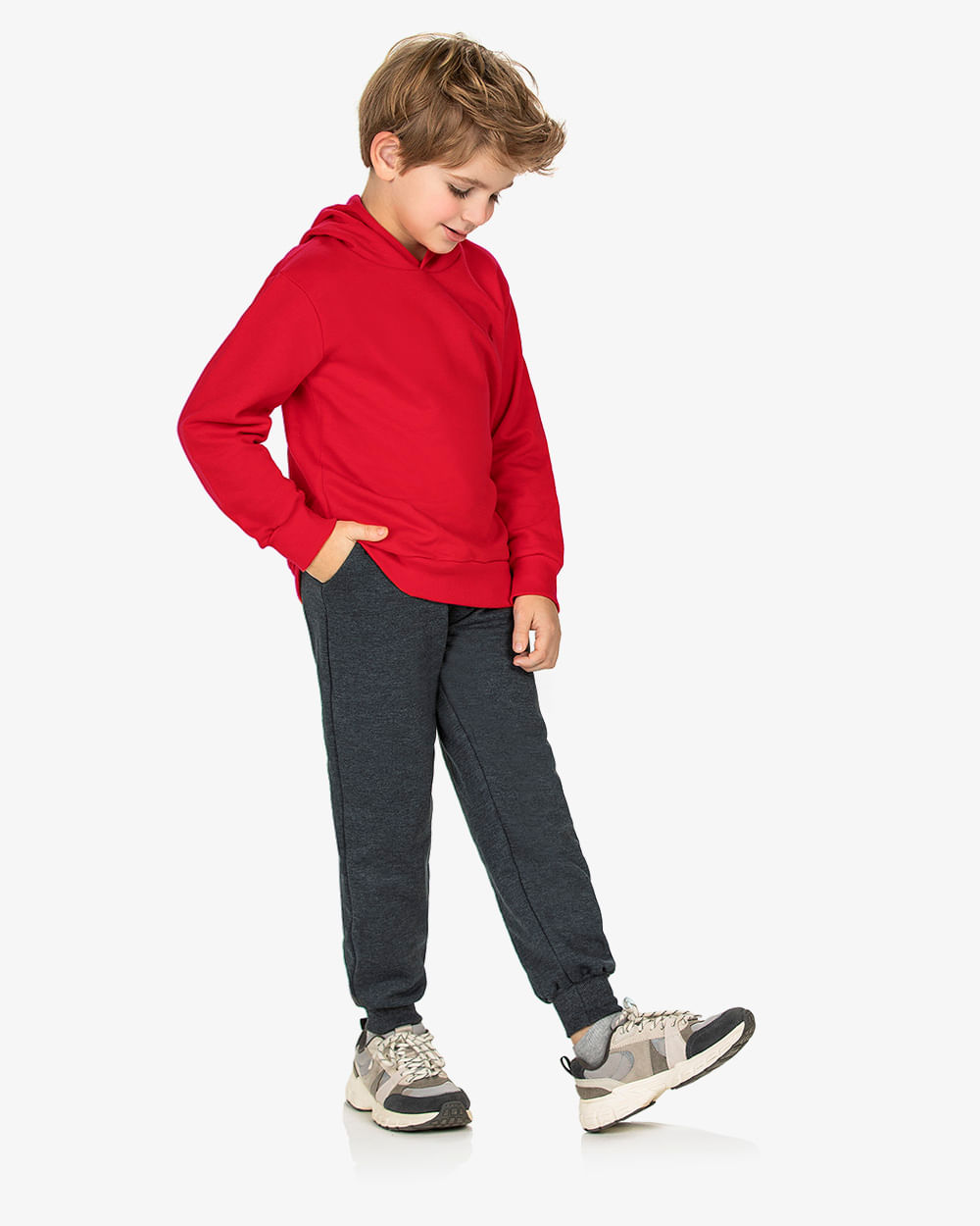 Calça Básica Infantil Menino em Moletom ReiRex  Dark Mescla