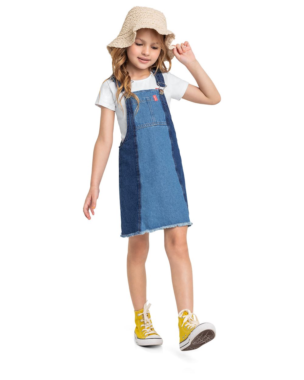 Salopete Infantil Jeans Menina Kely Kety