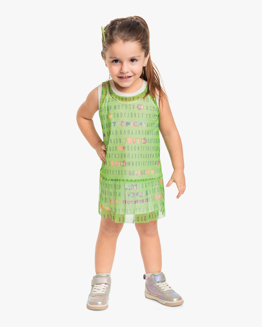 Vestido Infantil com Tule Kely Kety