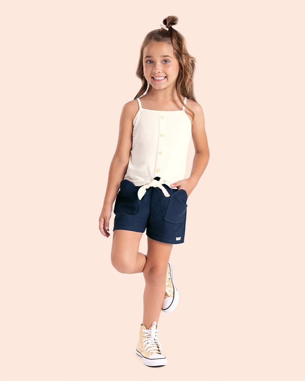 Blusa Infantil com Alça Fina e Amarração Kely Kety