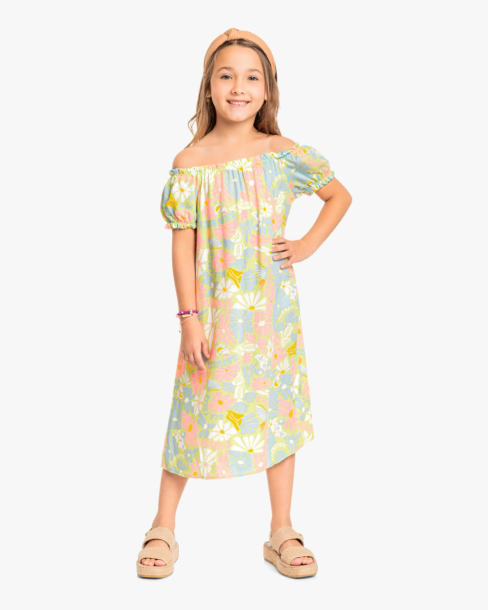 Vestido Infantil Estampado Flores Kely Kety