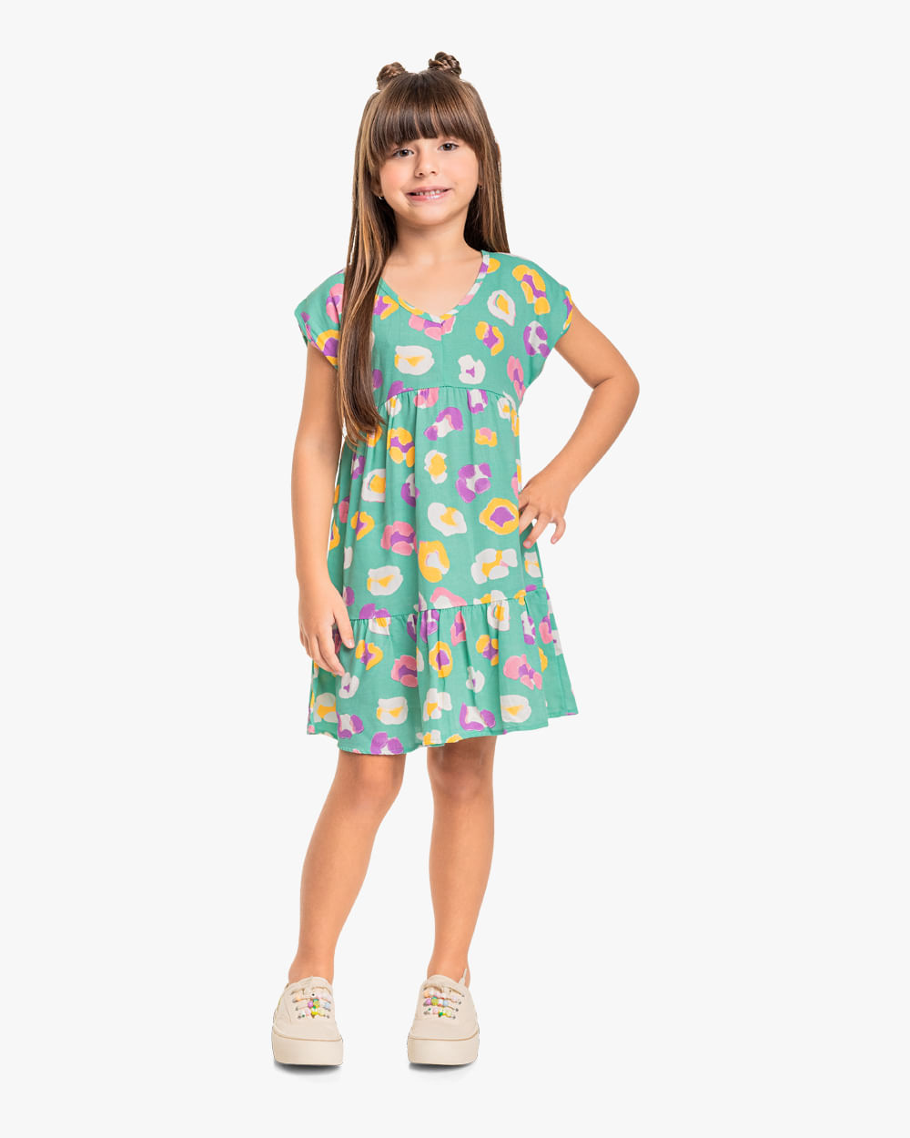 Vestido Infantil Estampado em Viscose Kely Kety