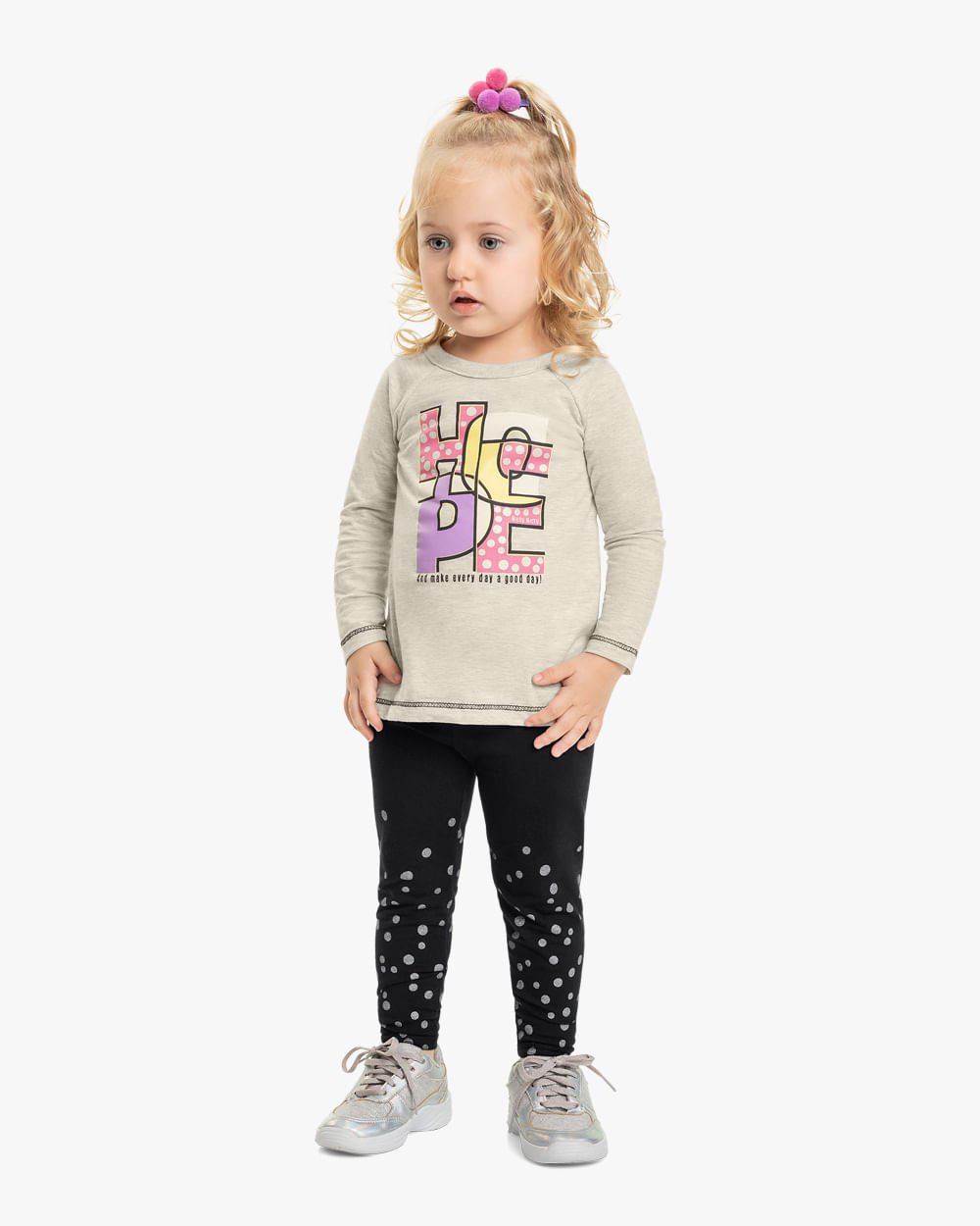 Conjunto Infantil Menina com Blusa e Legging Kely Kety -Mescla