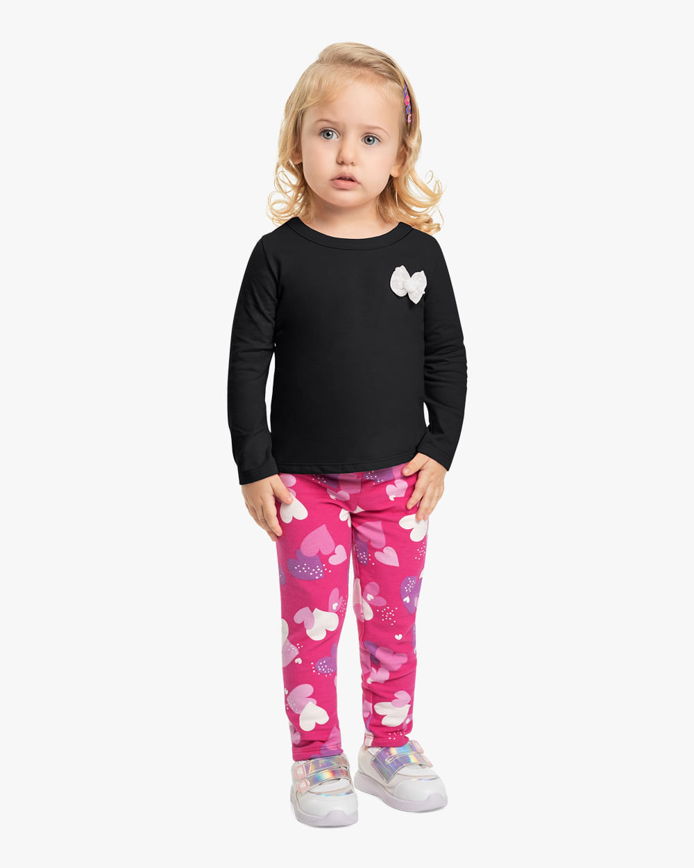 Legging Infantil em Molecotton Estampado Kely Kety -Rosa