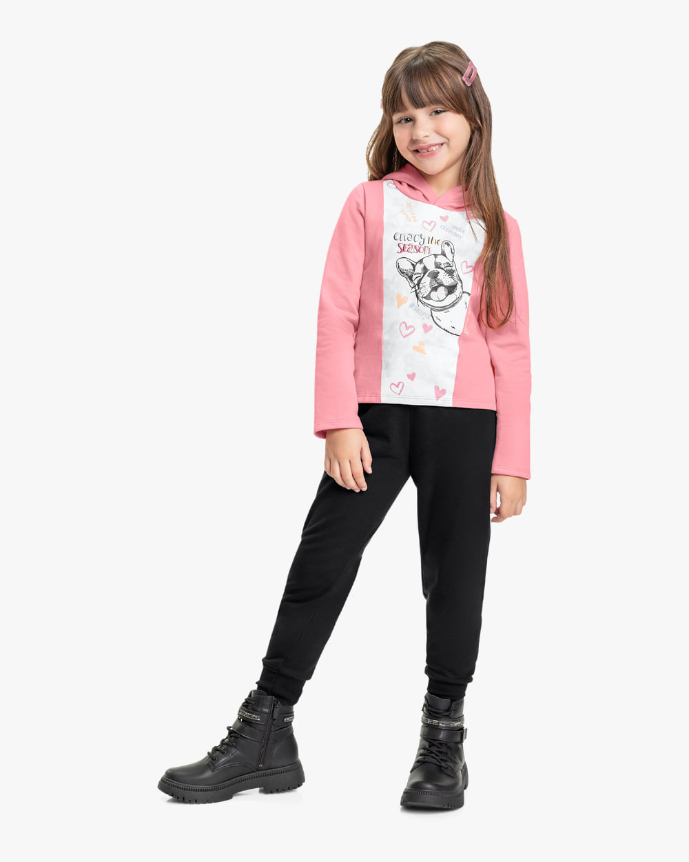 Conjunto Infantil Menina com Blusão e Calça Kely Key - Rosa