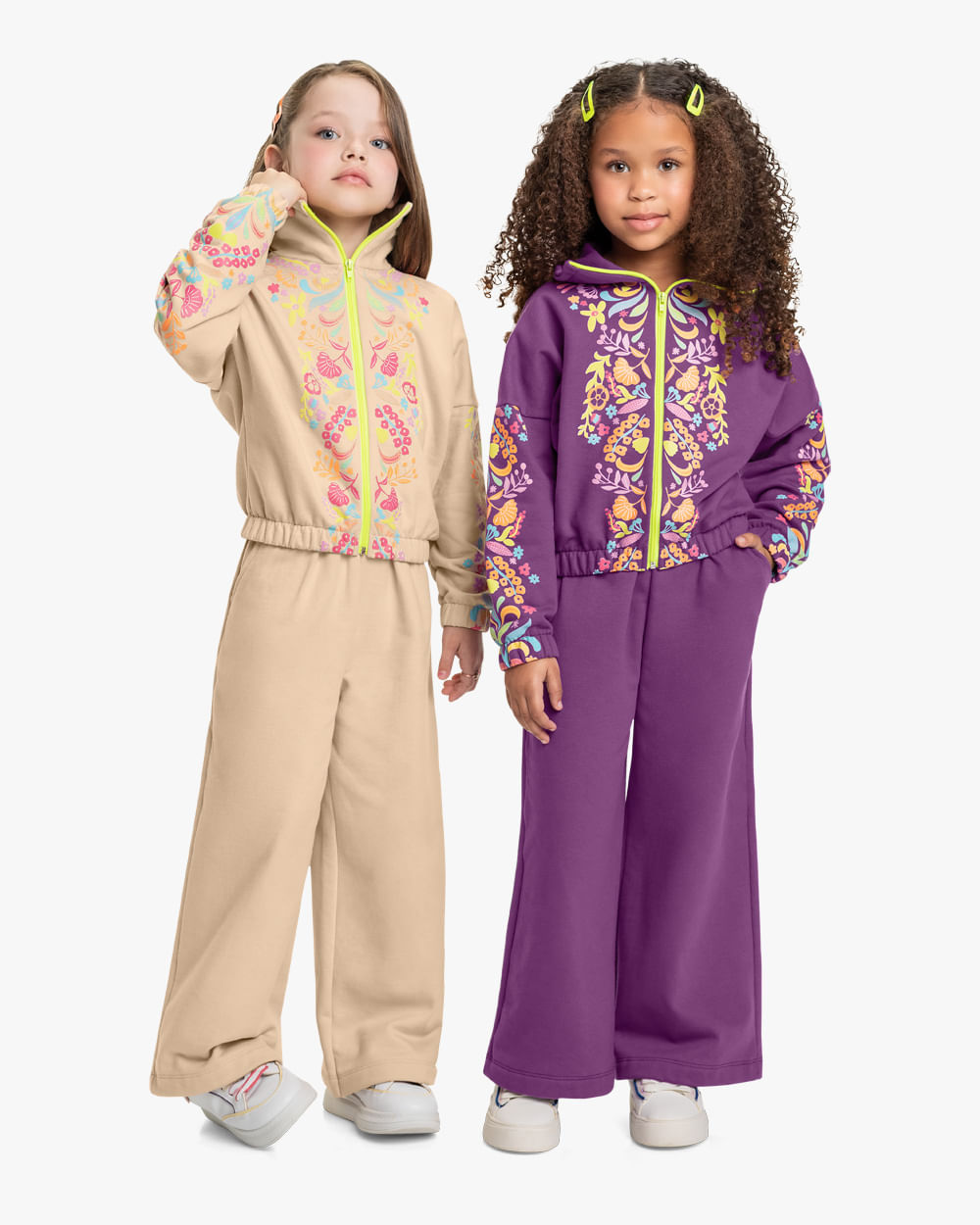 Conjunto Infantil Menina com Jaqueta Estampada Kely Kety - Roxo