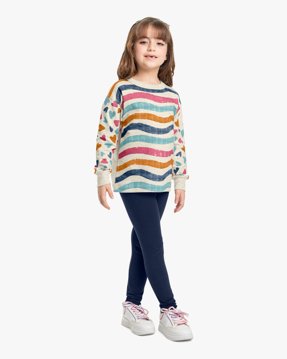 Conjunto Infantil Menina com Blusão Estampado Kely Kety - Mescla