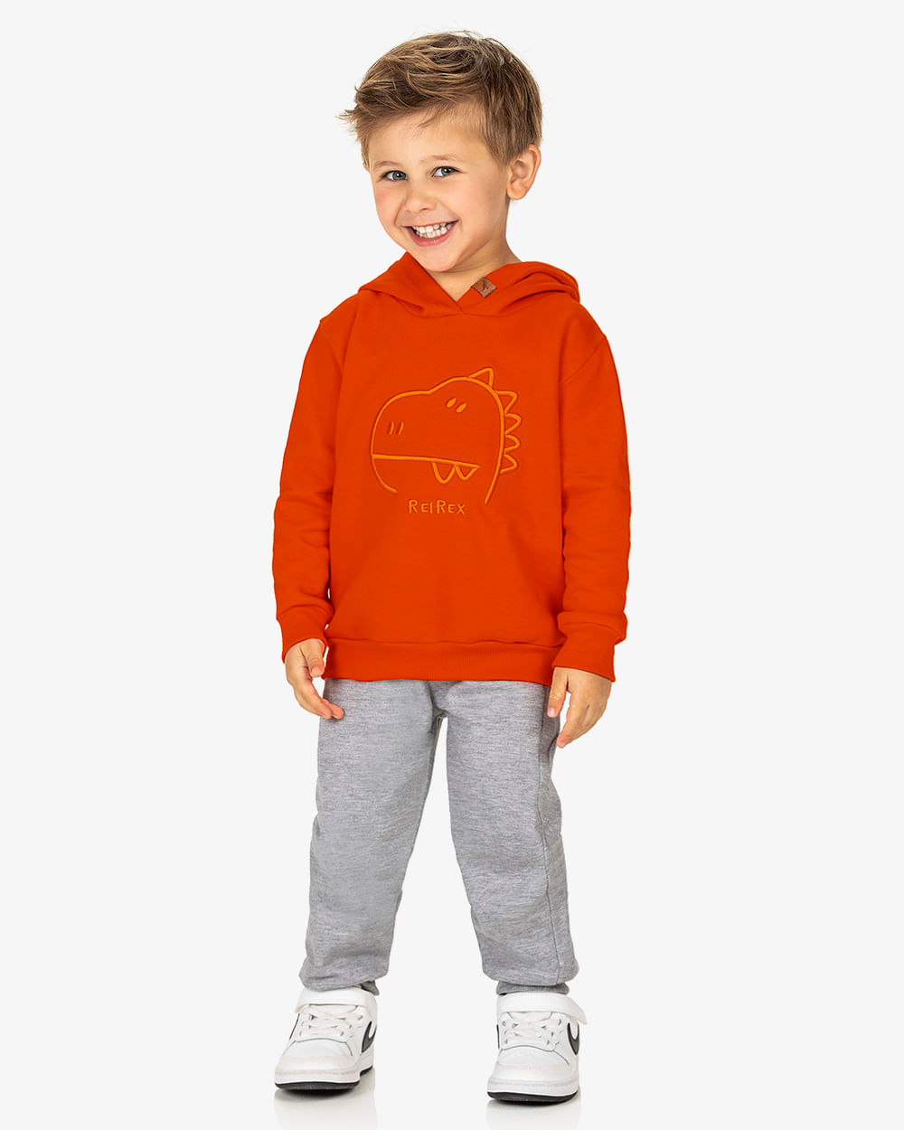 Calça Infantil Menino em Moletom ReiRex - Mescla