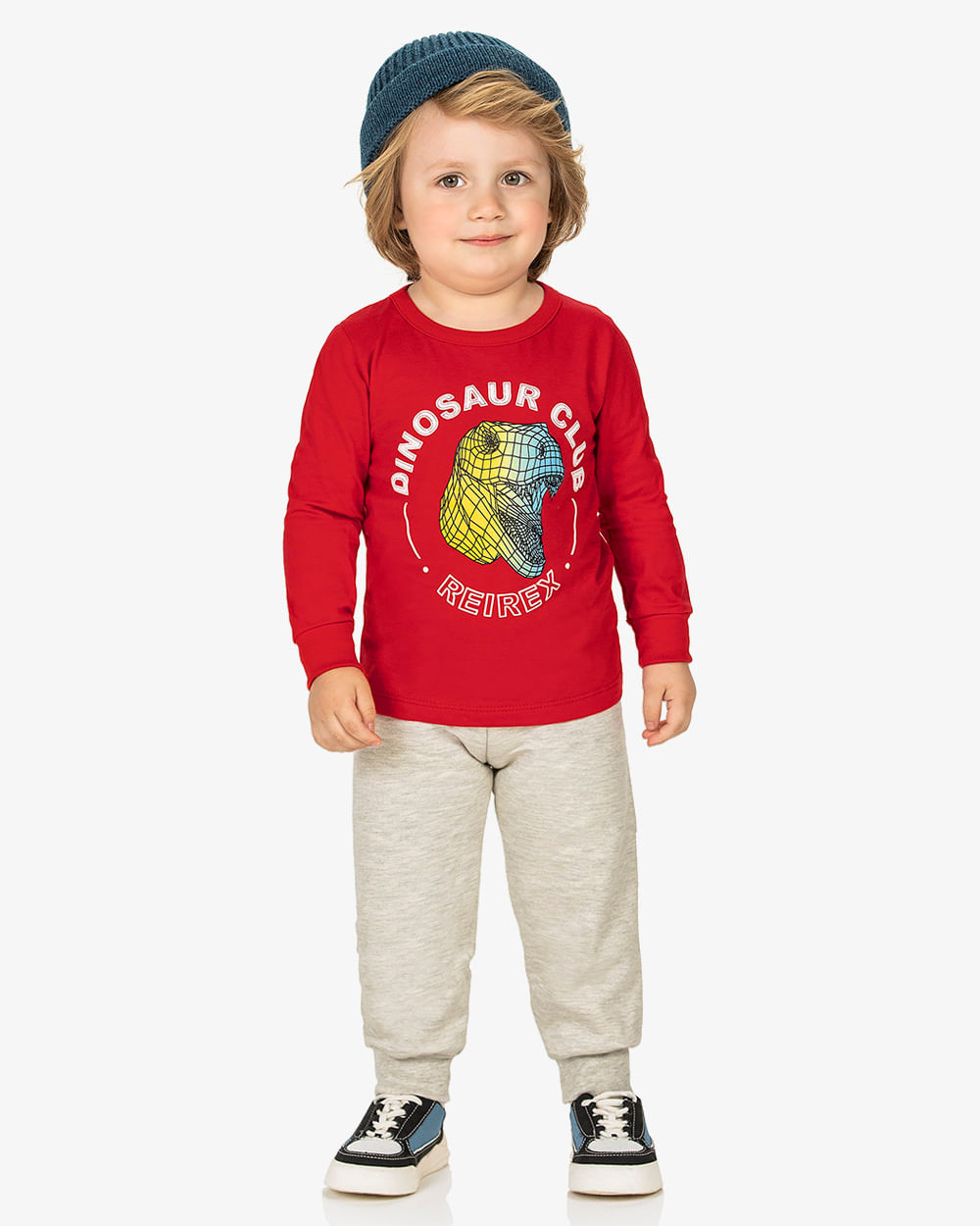 Conjunto Infantil Menino Camiseta e Calça ReiRex - Vermelho