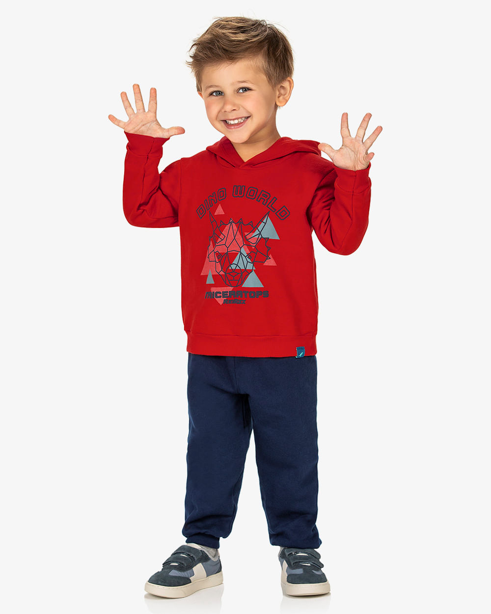 Conjunto Infantil Menino com Blusão e Calça ReiRex - Vermelho