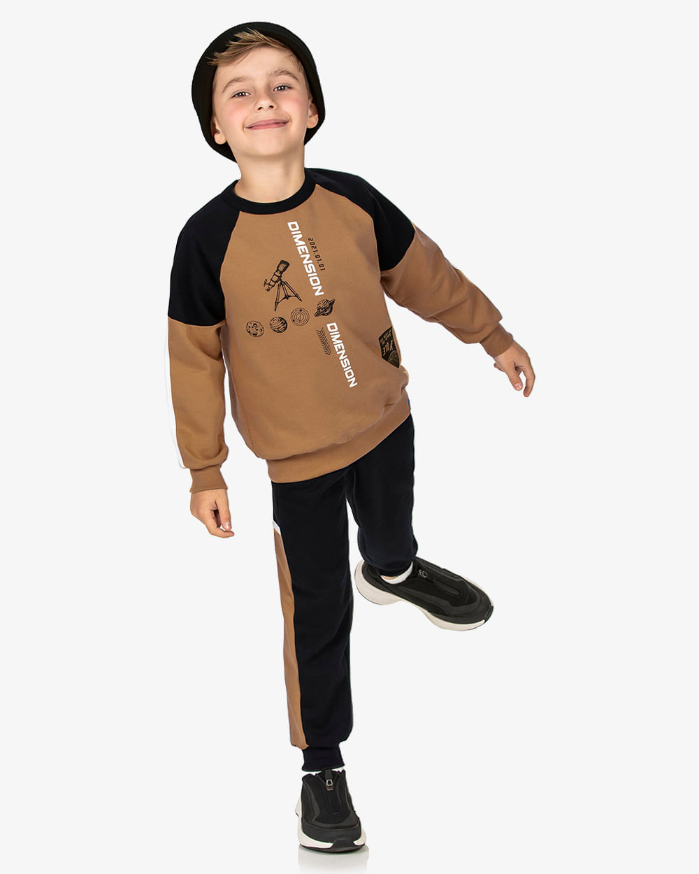 Conjunto Infantil Menino em Moletom  ReiRex Gengibre