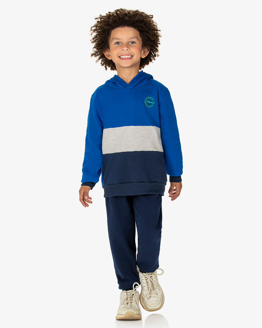 Conjunto Infantil Menino com Recortes no Blusão ReiRex - Azul