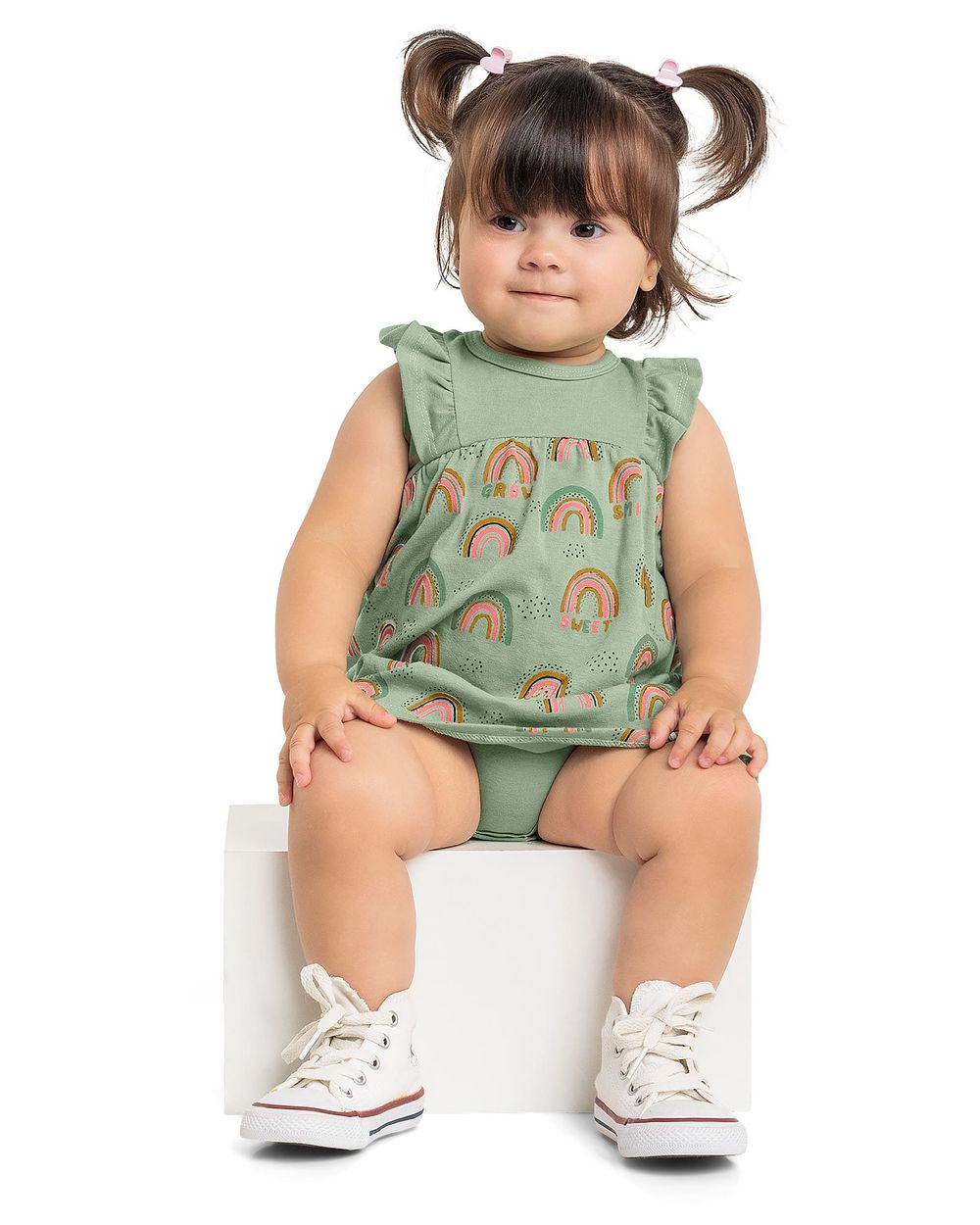 Body Vestido Estampada Bebê Menina Kely Kety