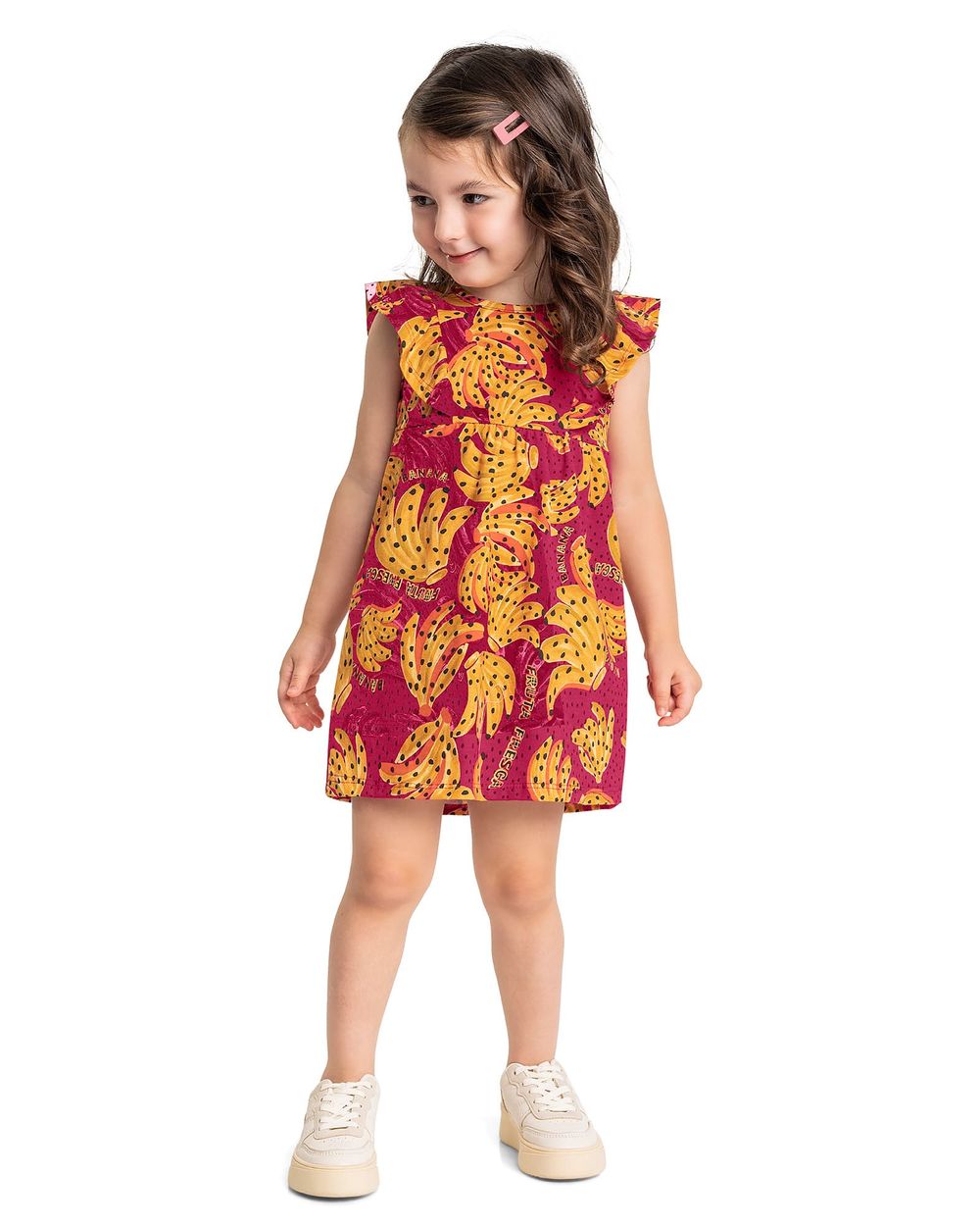 Vestido Estampado com Babados Mangas Menina Kely Kety