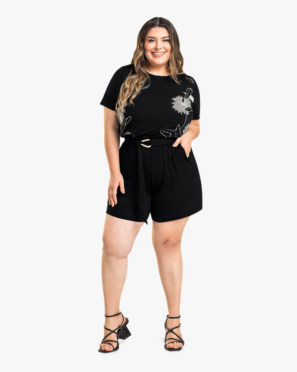 Blusa Plus Size Estampada em Viscose Cereja Rosa