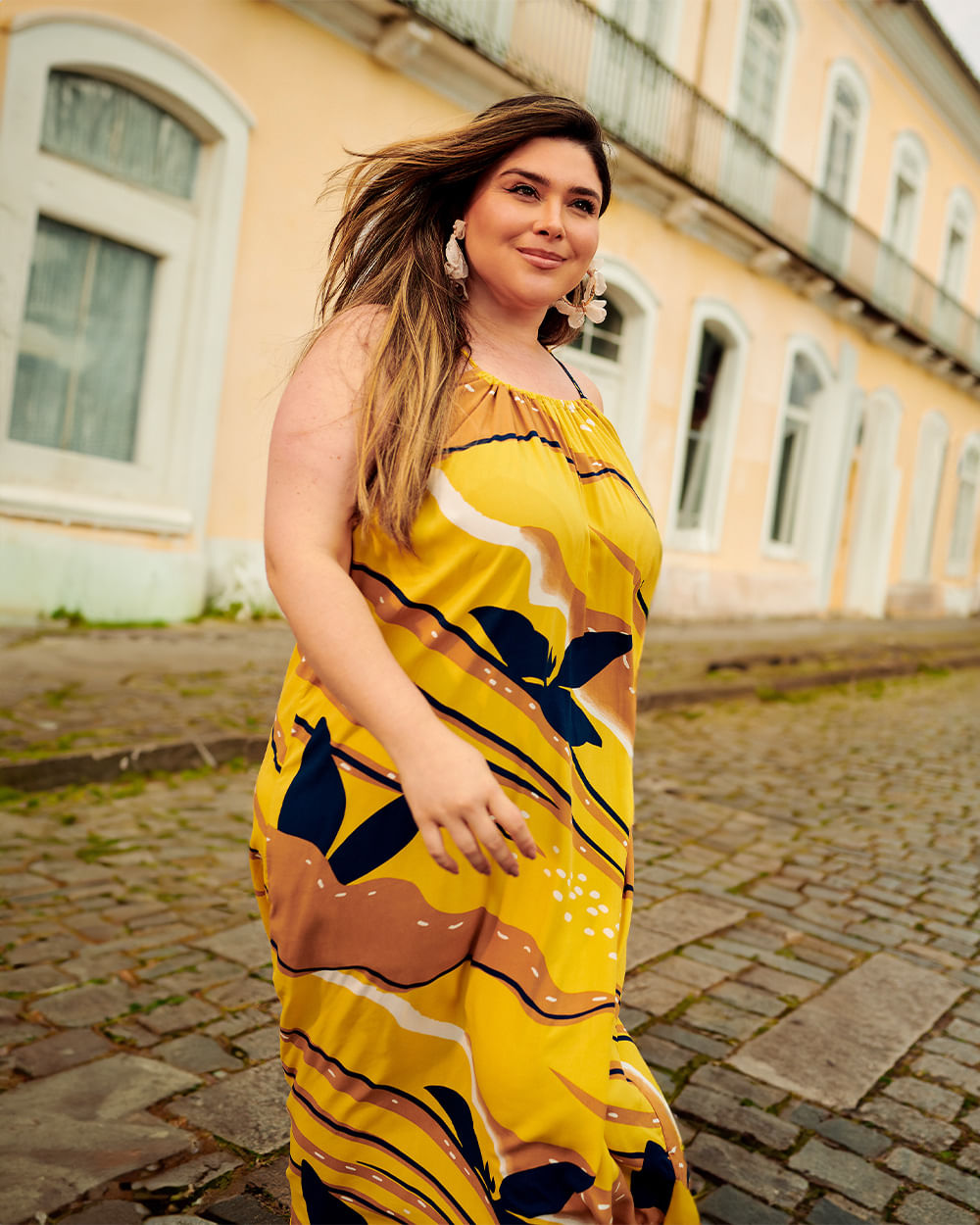 Vestido Longo Plus Size em Viscose Cereja Rosa