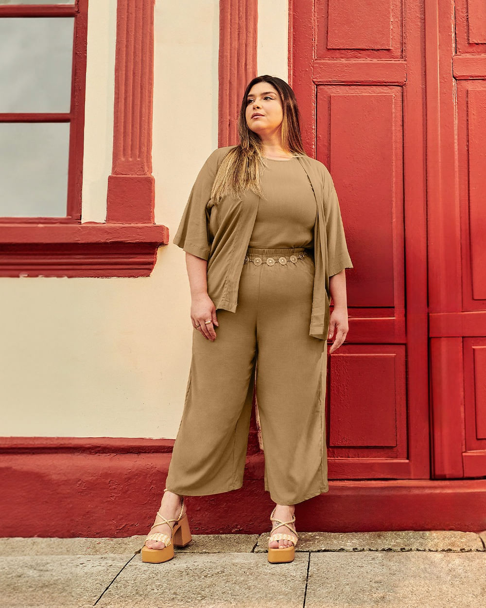 Kimono Curto  em Viscose Plus Size Cereja Rosa