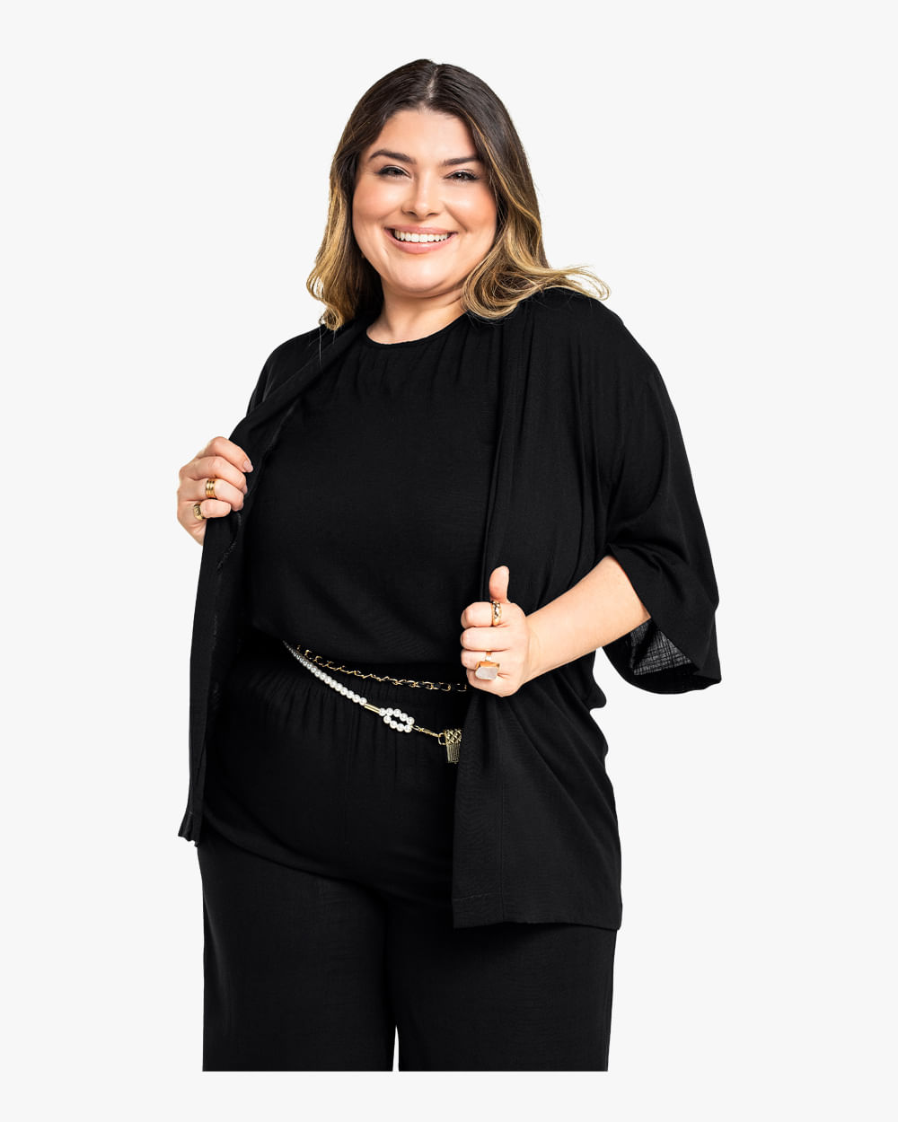 Kimono Curto  em Viscose Plus Size Cereja Rosa