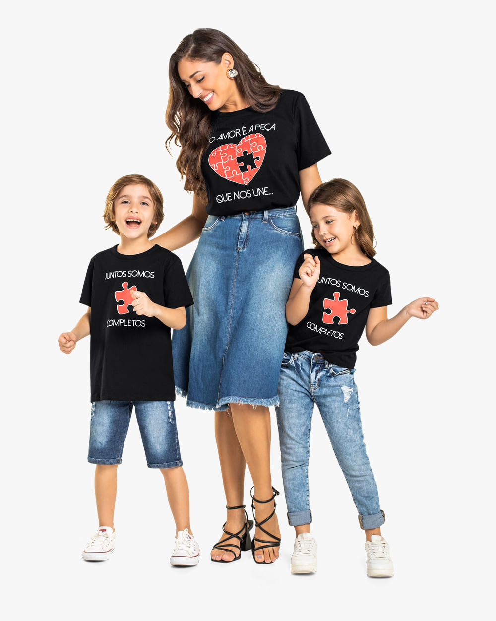 T-shirt com Estampa Mãe e Filhos Cereja Rosa