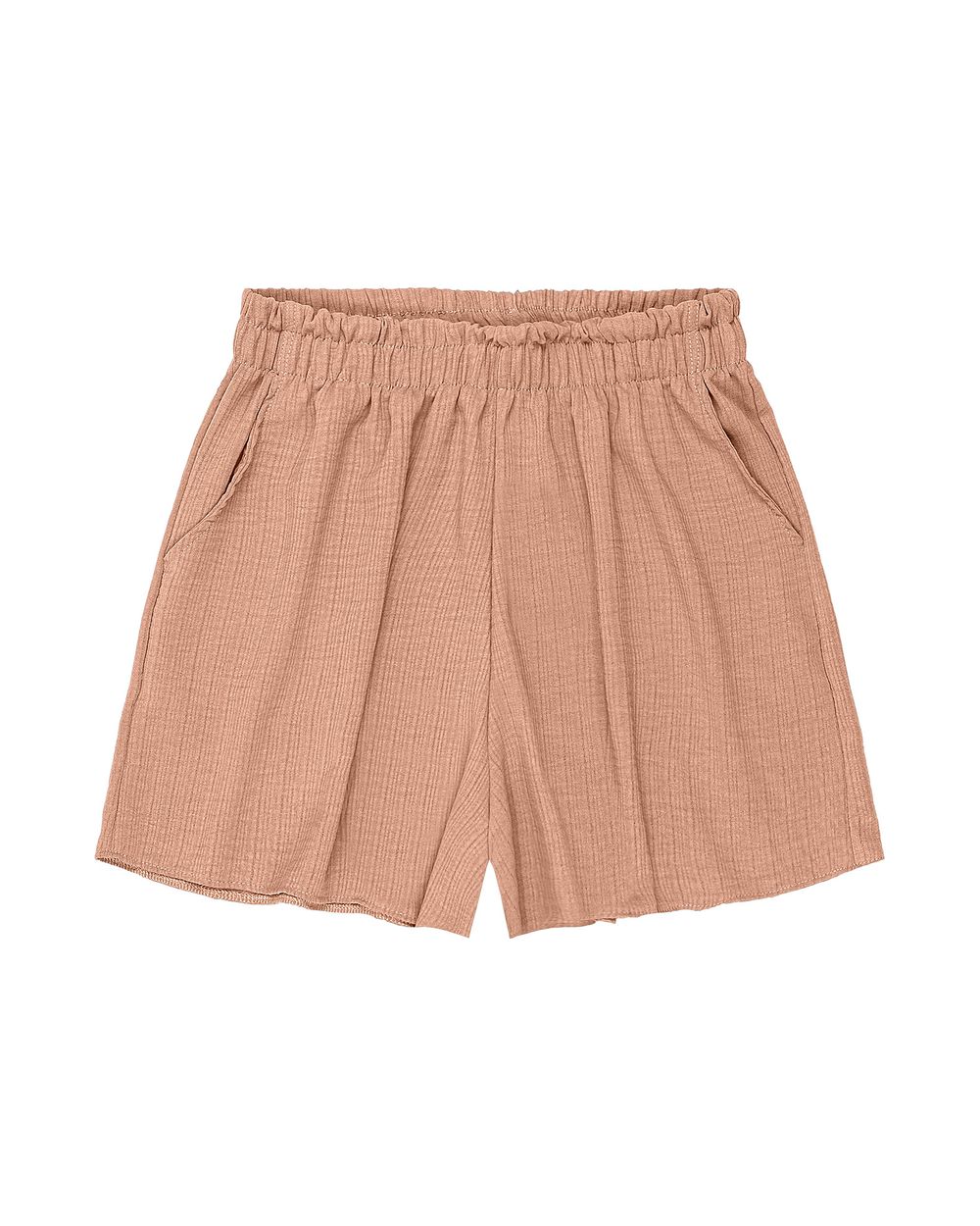 Shorts Tecido Crepe com Bolsos Cereja Rosa