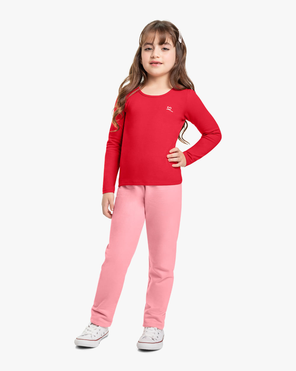 Blusa Básica Infantil em Malha Cotton Kely Kety- Vermelho