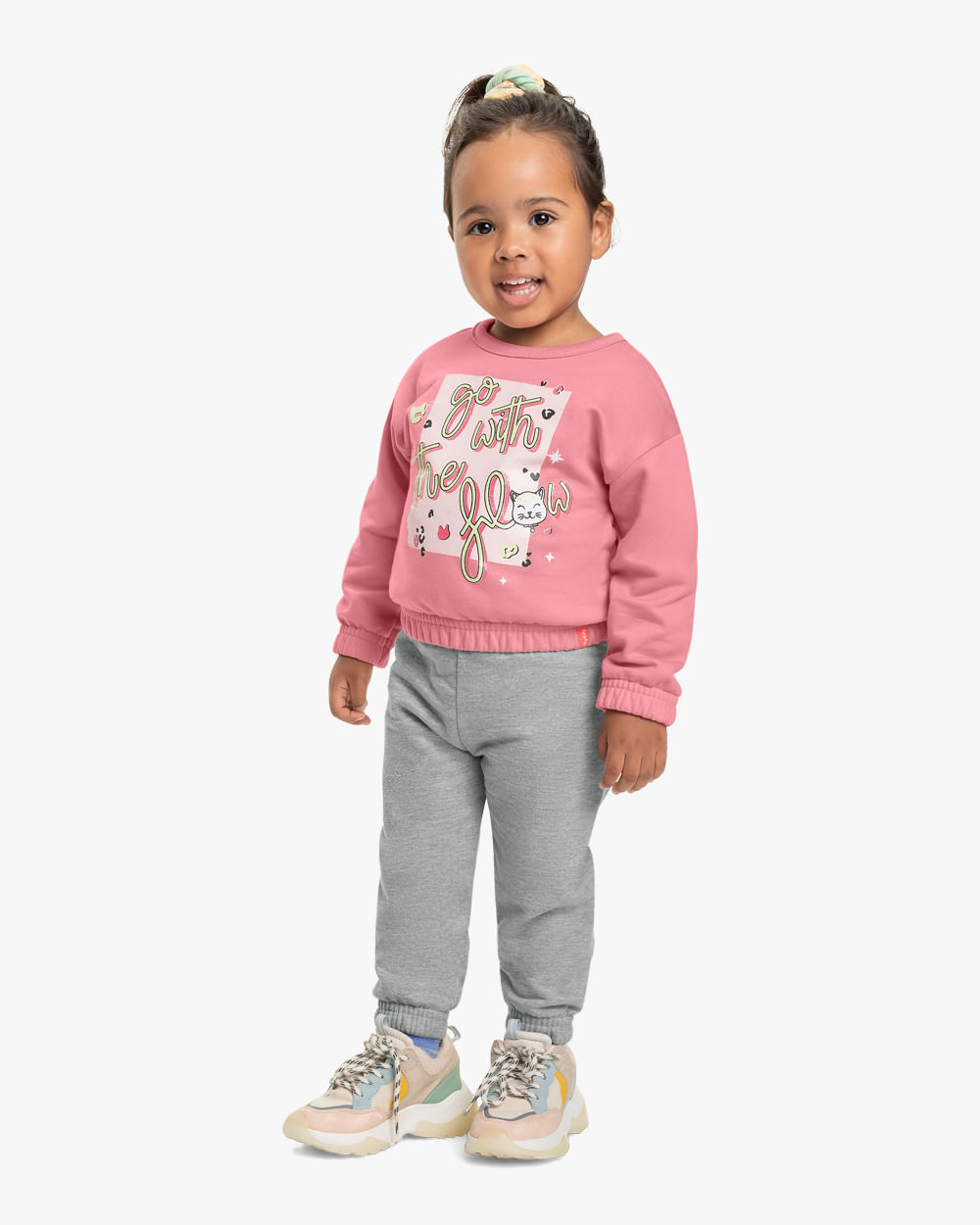 Conjunto Infantil Menina Blusão e Calça Kely Kety -Rosa