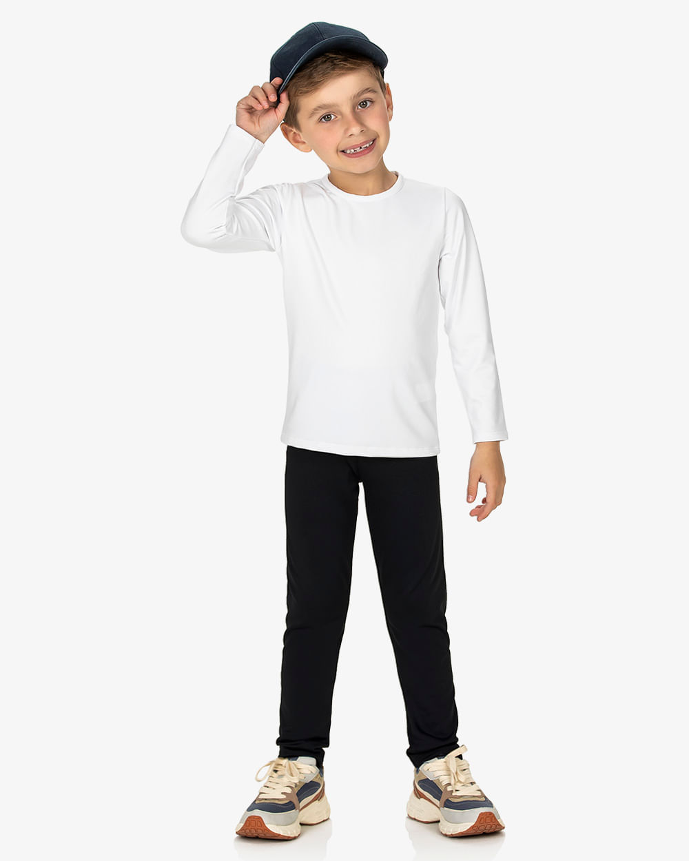 Camiseta em Malha Térmica Infantil ReiRex Branco