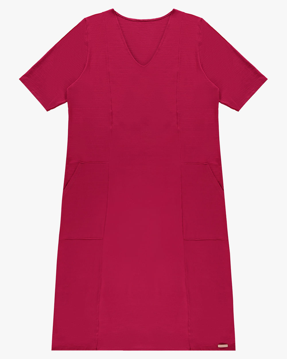 Vestido Midi Plus Size em Viscose com Bolsos - Cereja Rosa - Cabernet