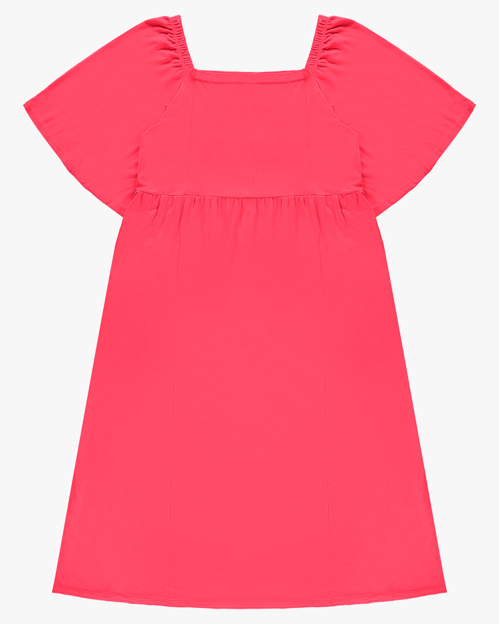 Vestido Midi Plus Size com Decote Quadrado - Cereja Rosa - Rosa