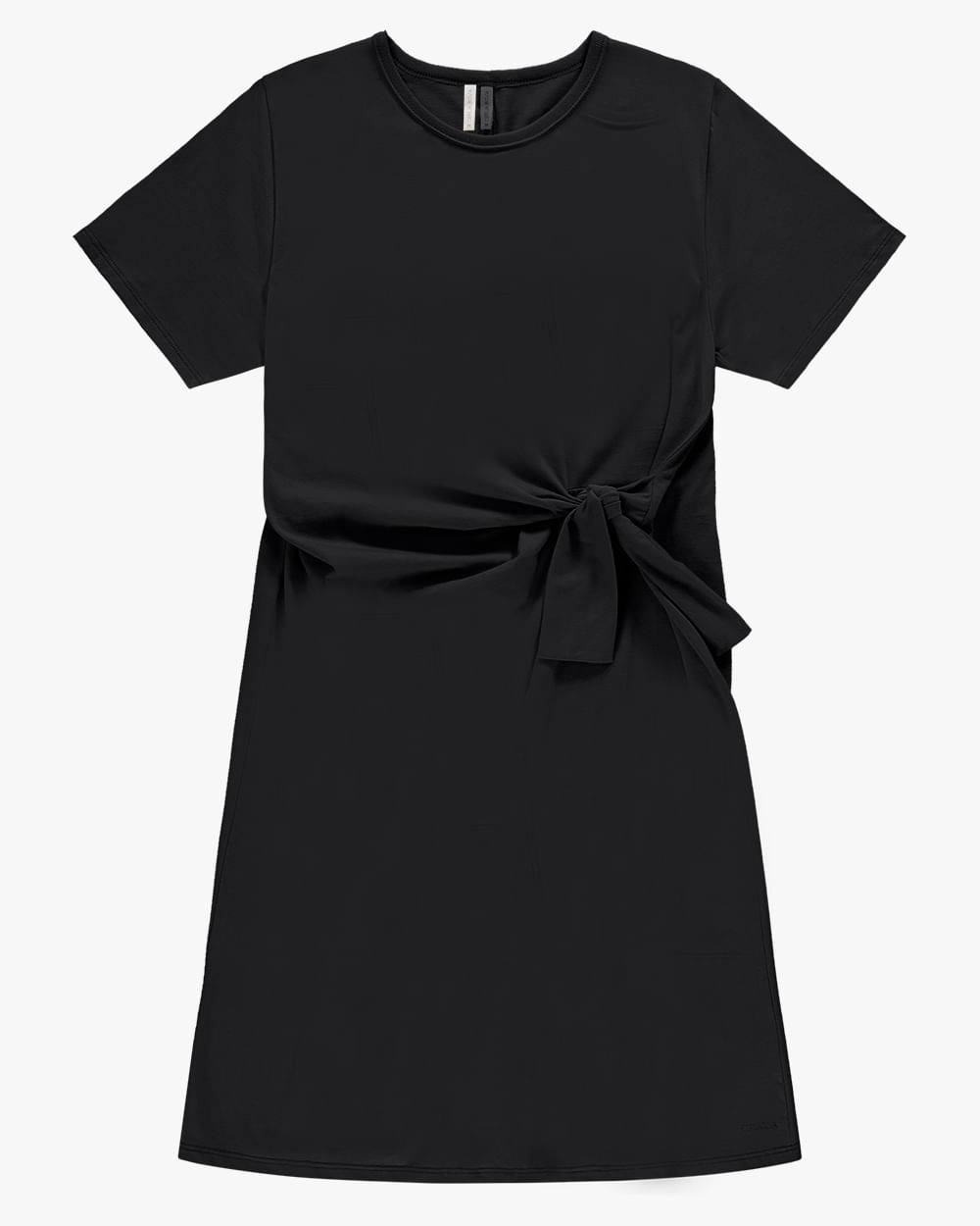 Vestido Curto Meia Malha com Amarração - Cereja Rosa - Preto