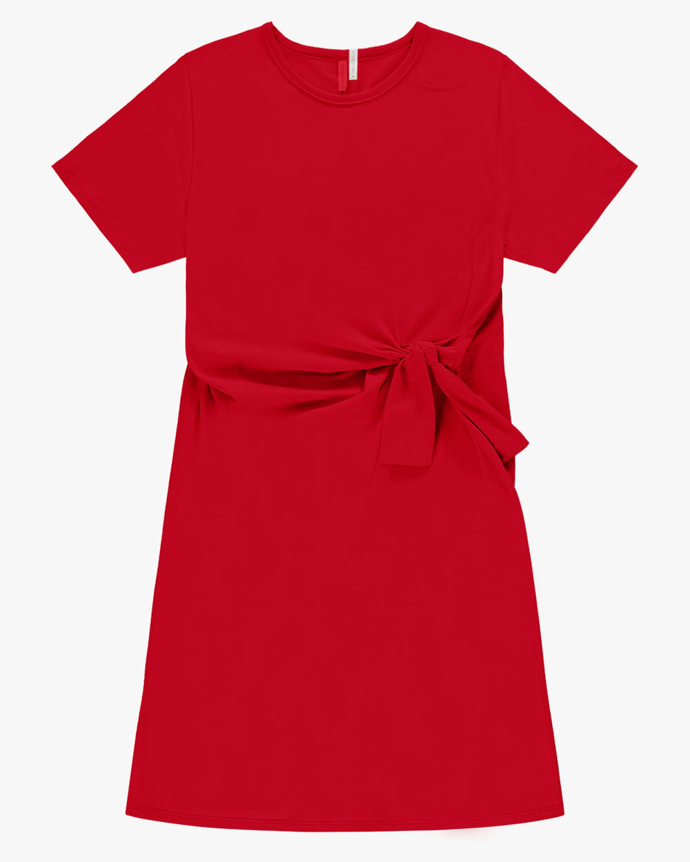 Vestido Curto Meia Malha com Amarração - Cereja Rosa - Tomato