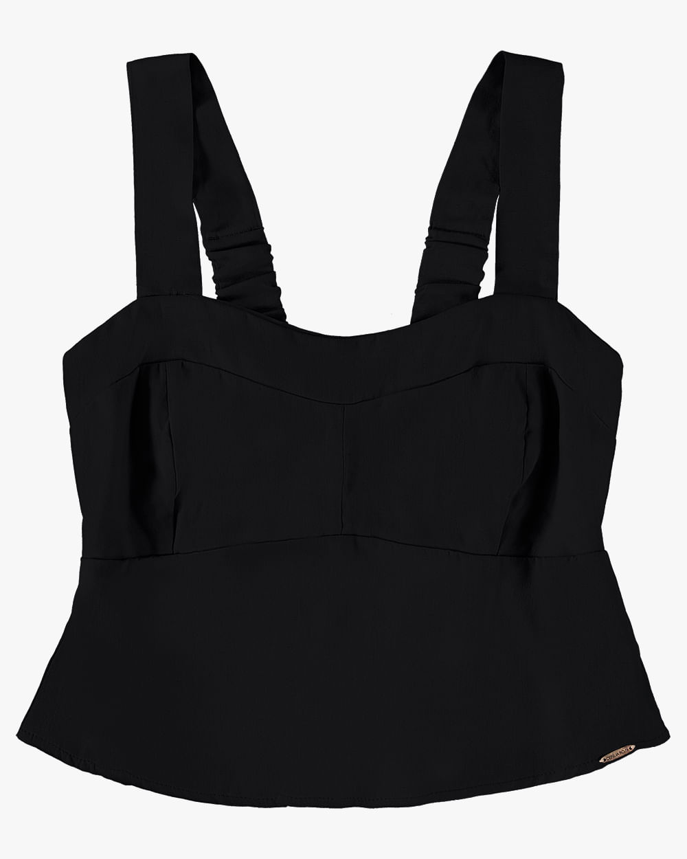 Blusa Cropped em Viscose Linho - Cereja Rosa - Preto