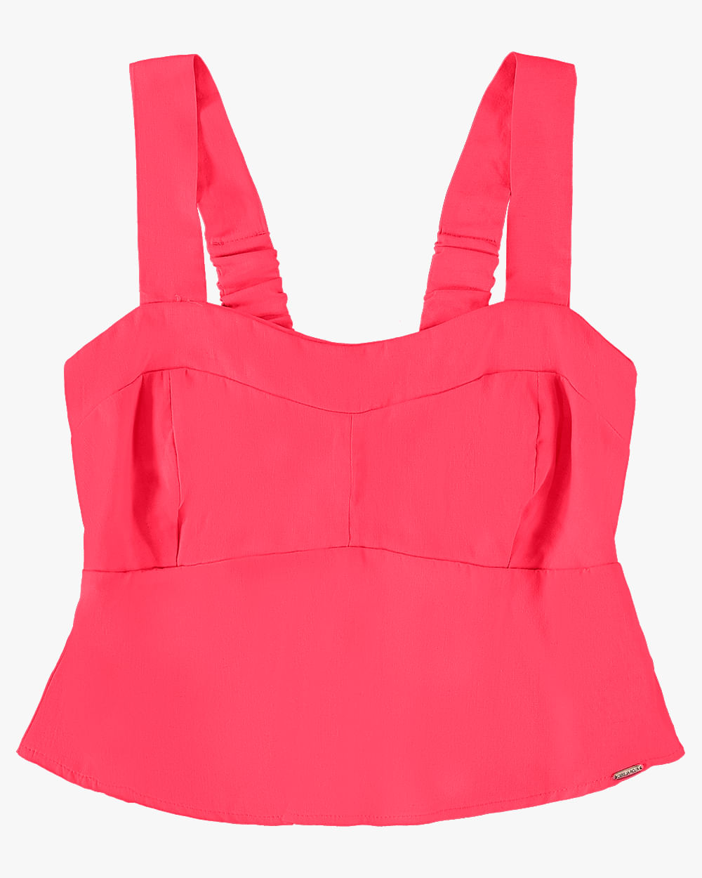 Blusa Cropped em Viscose Linho - Cereja Rosa - Rosa