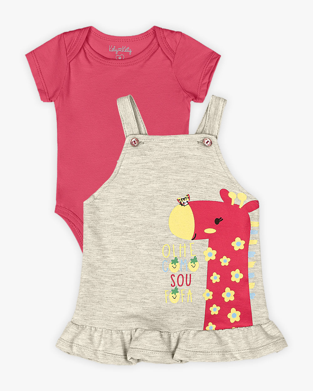 Conjunto Bebê Menina Body e Vestido - Kely Kety - Rosa