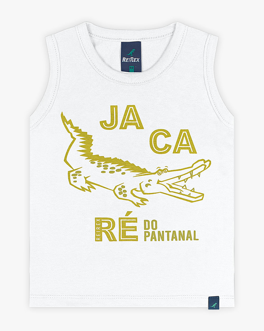 Regata Infantil Masculina Estampa Jacaré - ReiRex -Branco