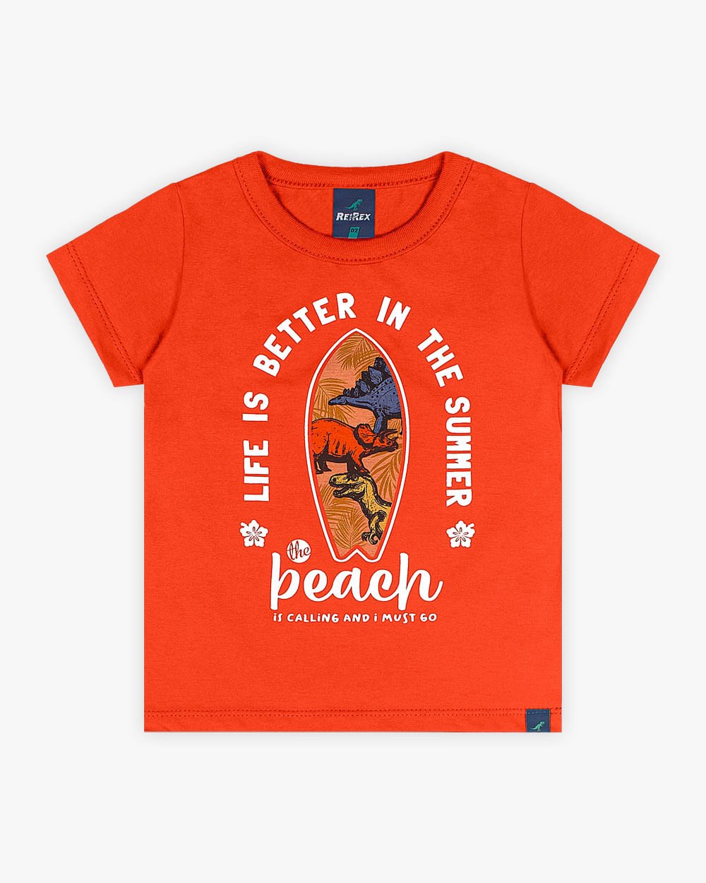 Camiseta Infantil em Meia Malha Estampa Dinossauro - ReiRex - Carrot