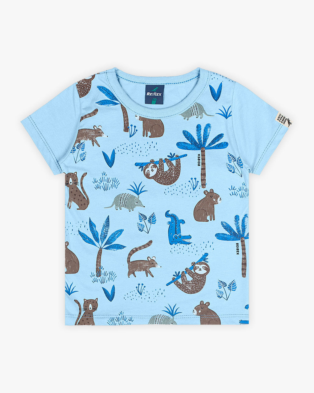 Camiseta Infantil Estampada em Meia Malha - ReiRex - Azul