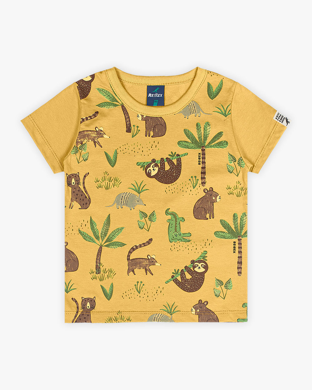 Camiseta Infantil Estampada em Meia Malha - ReiRex - Mostarda