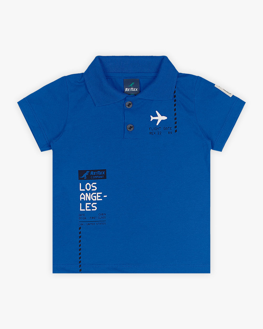 Camisa Polo Infantil Masculina com Estampa Viagem - ReiRex - Azul