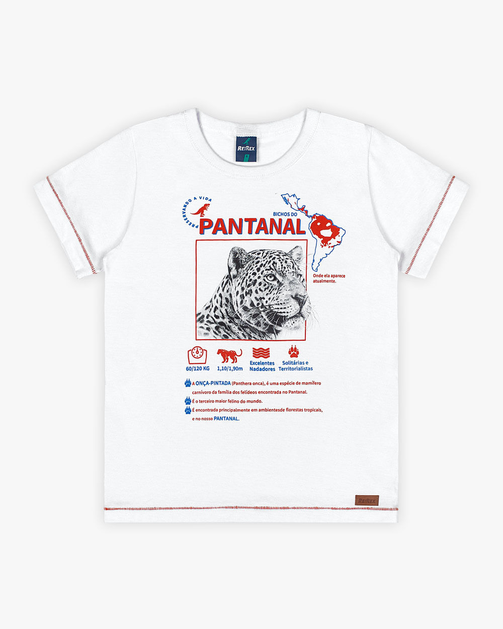 Camiseta Infantil Masculina Estampa Pantanal - ReiRex - Branco