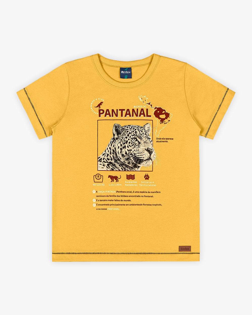 Camiseta Infantil Masculina Estampa Pantanal - ReiRex - Mostarda