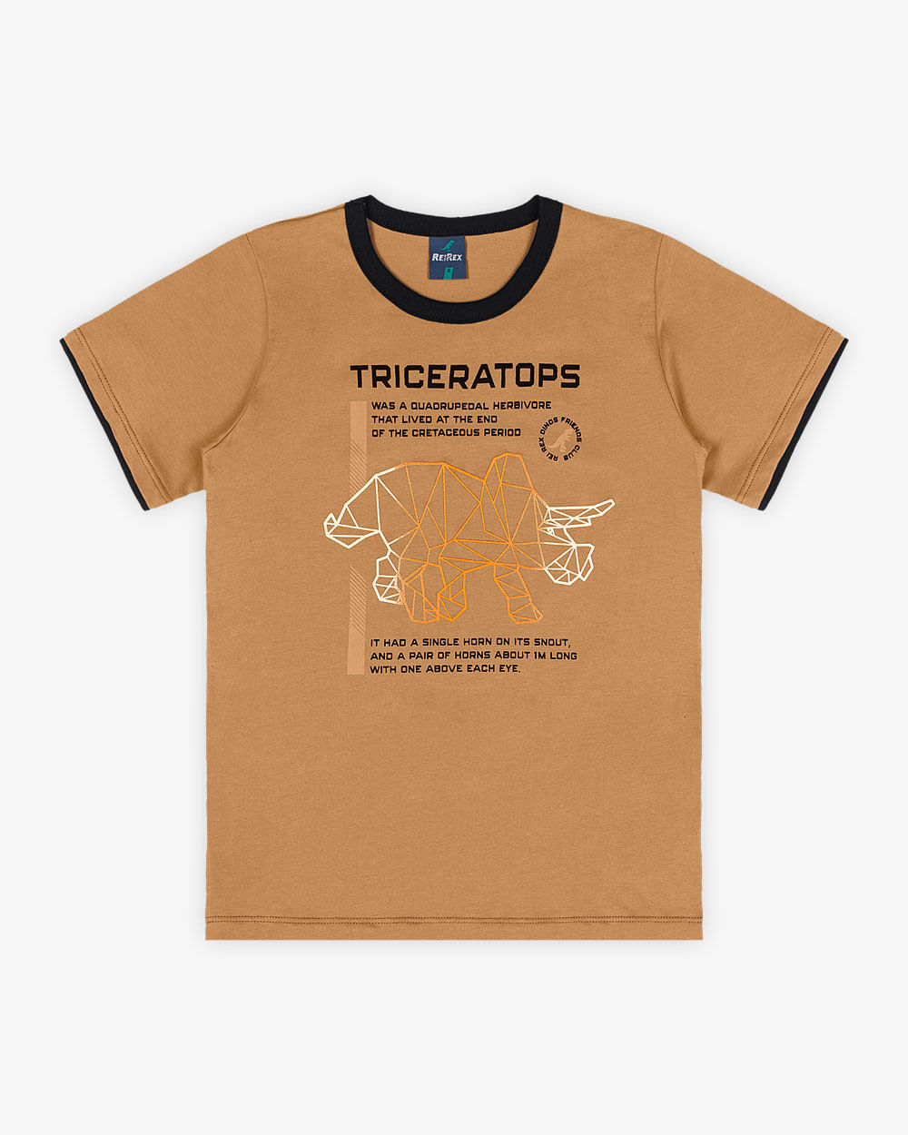 Camiseta Infantil Masculina Estampa Triceratops - ReiRex - Capim Dourado