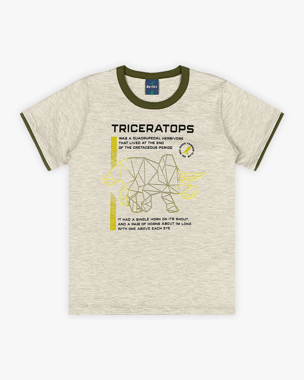 Camiseta Infantil Masculina Estampa Triceratops - ReiRex - Mescla