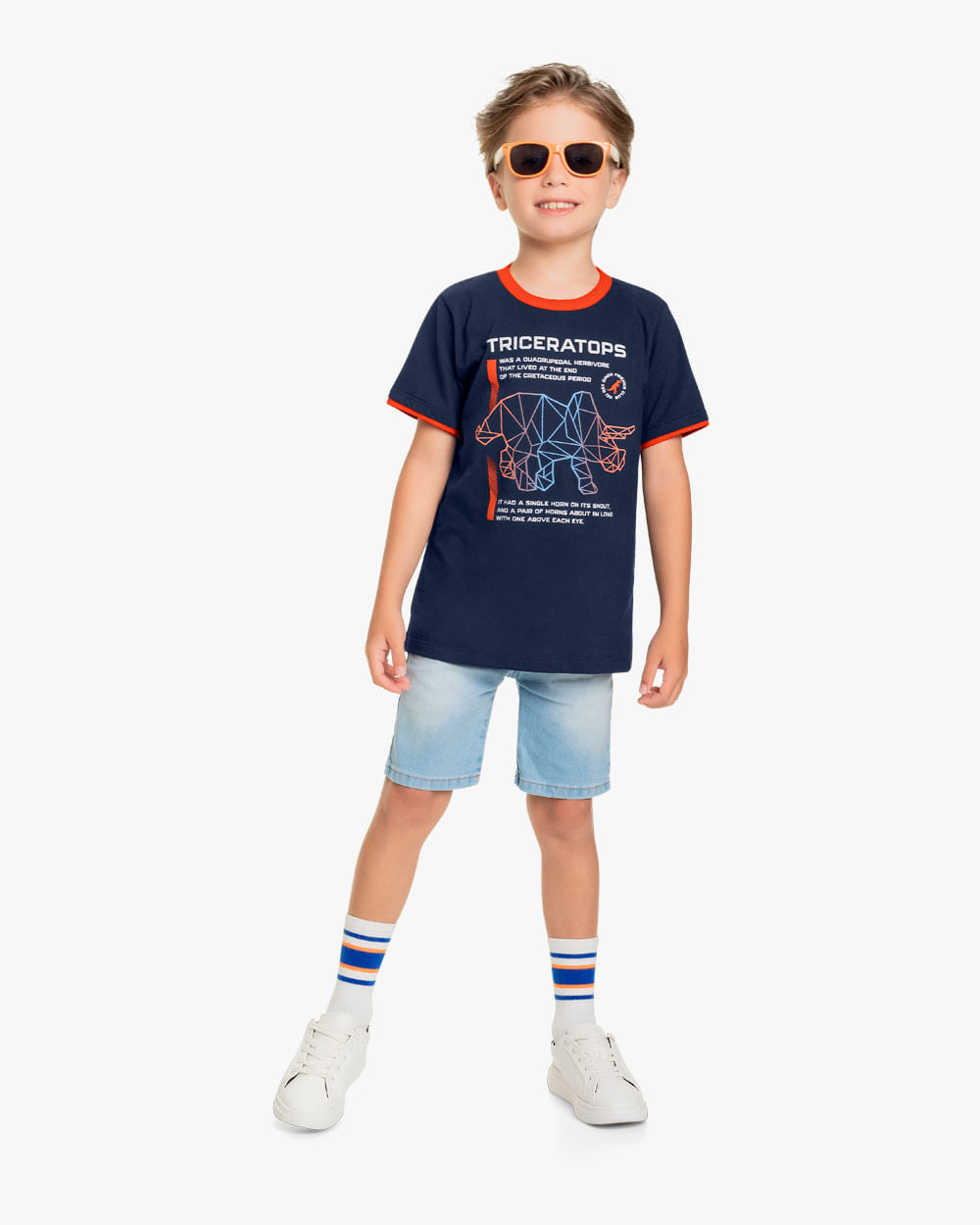 Camiseta Infantil Masculina Estampa Triceratops - ReiRex - Oxford