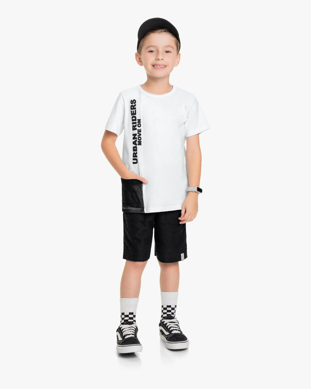 Camiseta Infantil Masculina com Bolso Tela - ReiRex - Branco