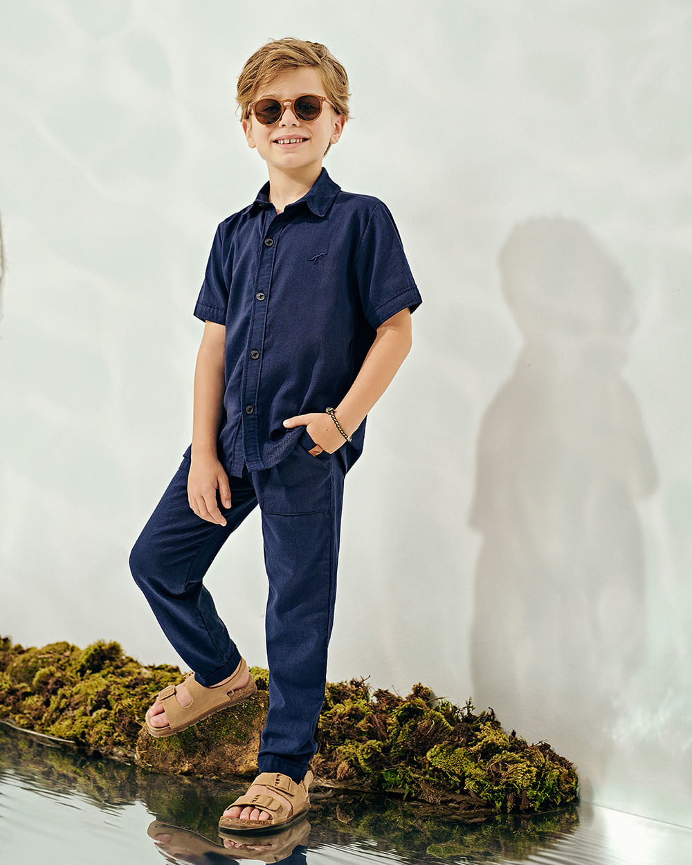 Camisa Infantil Masculino em Viscose Linho - ReiRex - Noturno