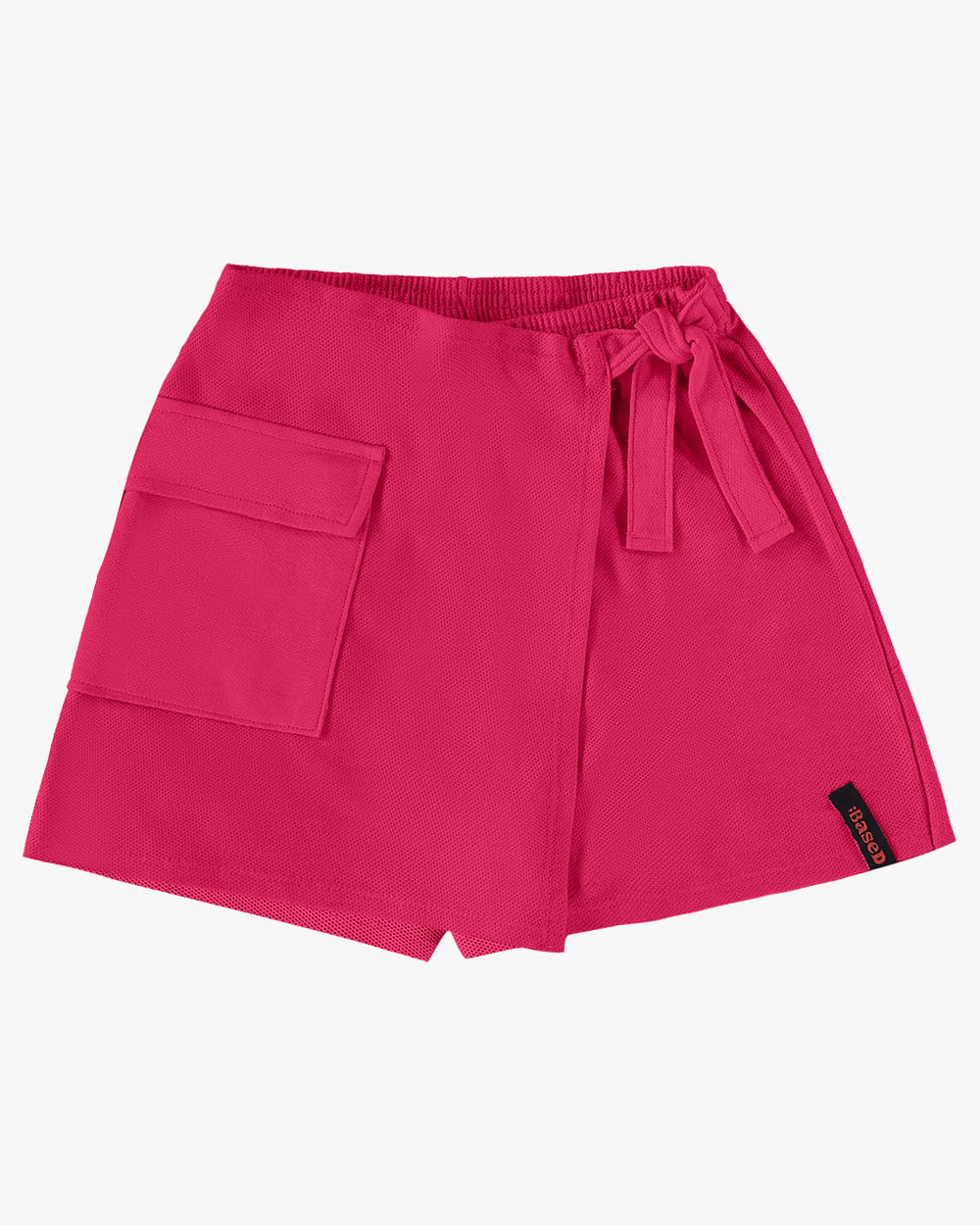 Shorts Saia Juvenil em Moletinho com Bolso - BaseD - Cherry