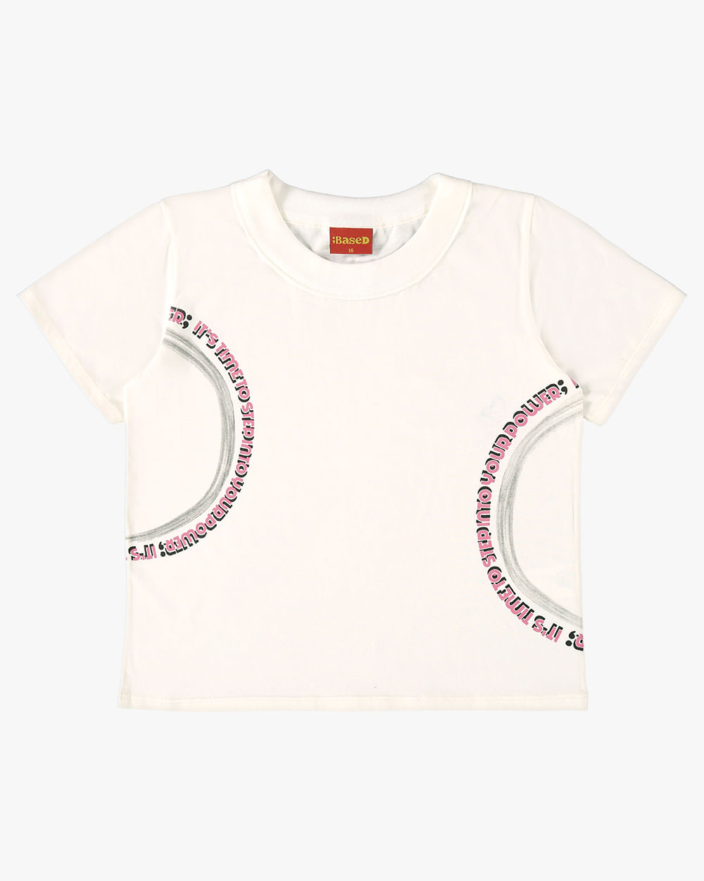 T-shirt Juvenil em Meia Malha com Estampa - BaseD - Natural