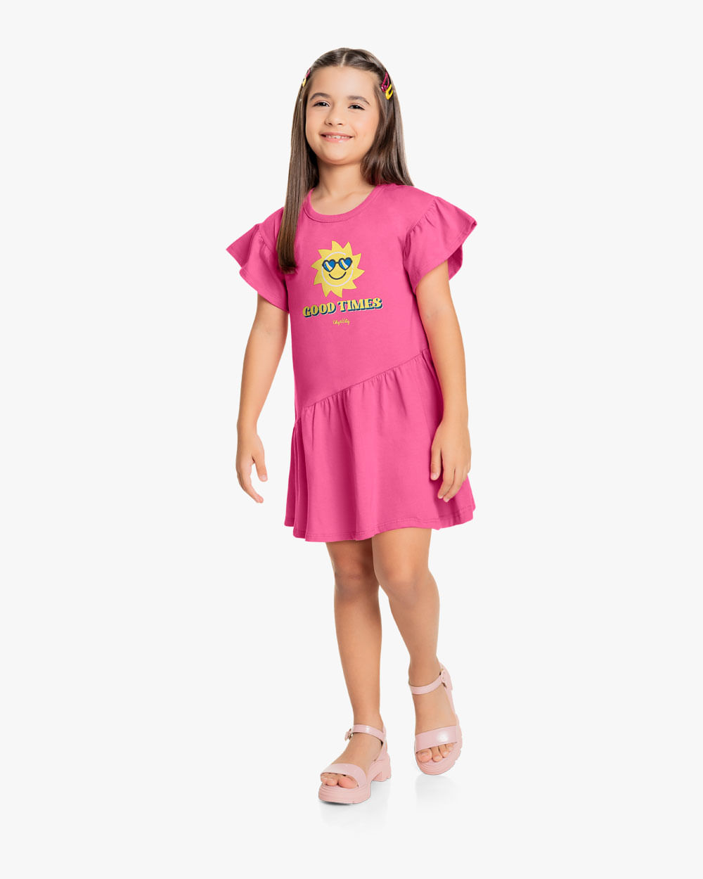 Vestido Infantil com Babados Estampa Sol - Kely kety - Blossom