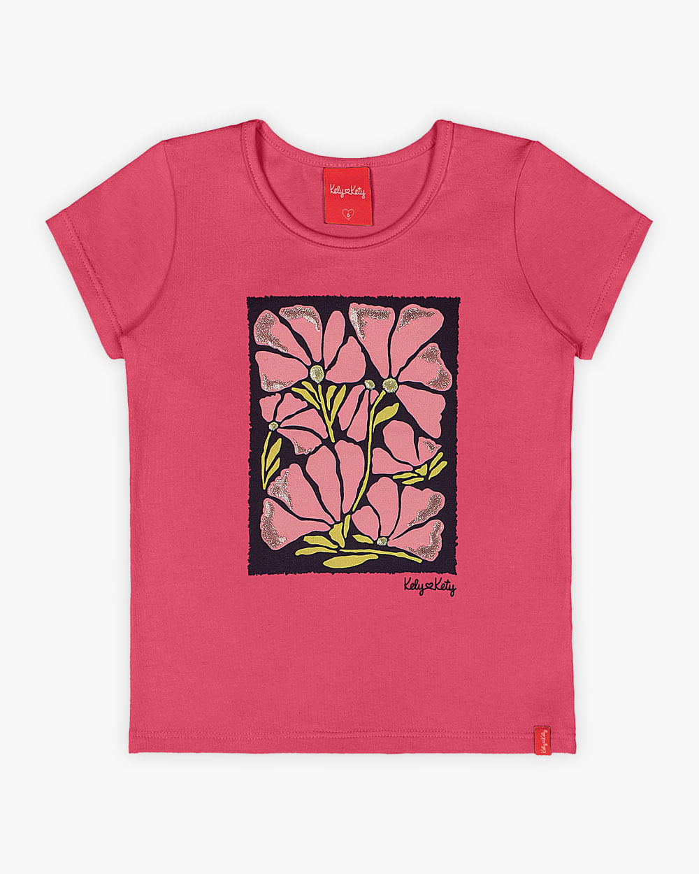 Blusa Infantil em Cotton com Estampa Flores - Kely Kety - Rosa